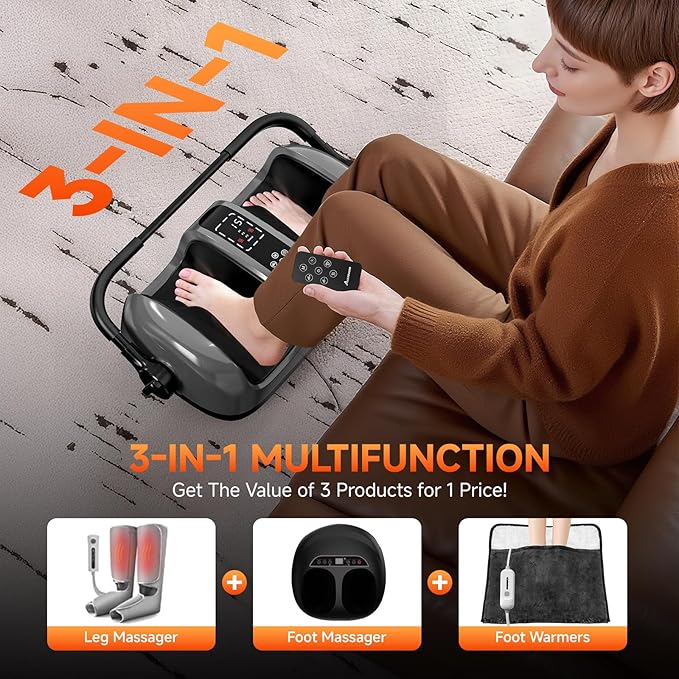 2026 Upgraded Foot Massager with Heat - Shiatsu Deep Kneading Machine for Plantar Fasciitis, Neuropathy & Circulation - 5 Intensities, 4 Modes - Ideal Gifts for Women & Men