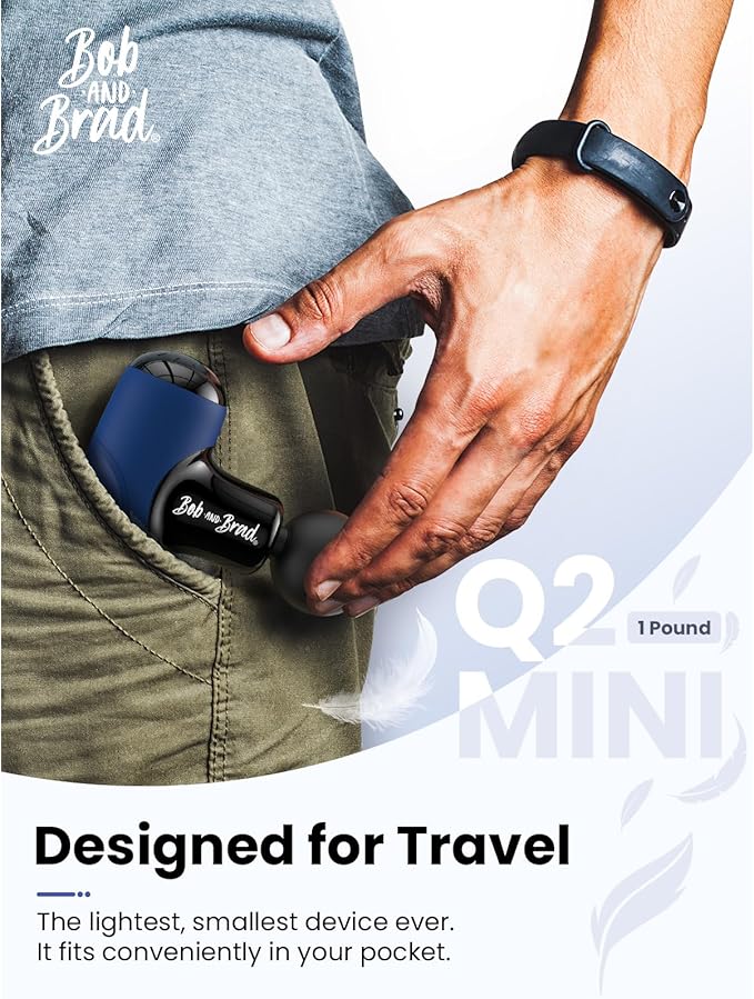 BOB AND BRAD Q2 Mini Massage Gun, Pocket-Sized Deep Tissue Massager, FSA Portable Percussion Muscle Massager Gun, Ultra Small & Quiet Travel Massage Gun for Pain Relief, HSA Eligible