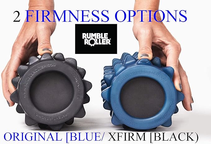 RumbleRoller - Extra Firm Textured Muscle Foam Roller Manipulates Soft Tissue Like A Massage Therapist (Black, Mid Size)