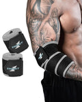 kcross Elbow Wraps for Weightlifting, 47" Strengthening support Elbow Sleeve Weightlifting (1 Pair) for Powerlifting, Bench Press, Gym Workout (Gray)