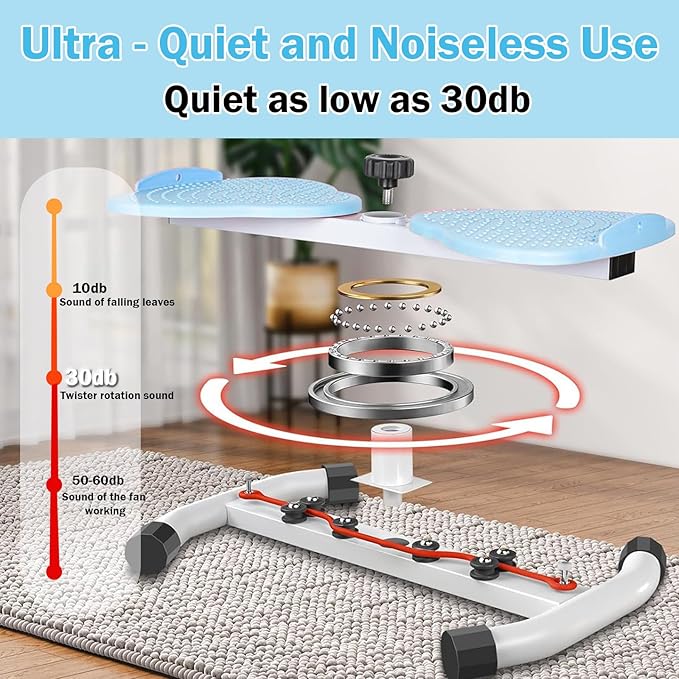 Waist Twister Machine Exercise Fitness Tool, Ab Machine Board with 330 lbs Weight Capacity & 20dB Ultra-Quiet, Foot Massage Design, Noiseless Home Gym Exercise Workout Equipment for Women Men