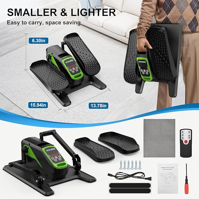 VIVURN-018 Under Desk Elliptical 12 Speed 5 Modes Mini Motorized Leg Exerciser While Sitting for Seniors As Seen on TV with Non-Slip Mat Quiet & Portable Electric Pedal Exerciser for Home and Office