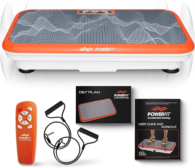 Powerfit Vibration Plate Exercise Machine - Waver Full Body Vibration Platform for Weight Loss & Lymphatic Drainage