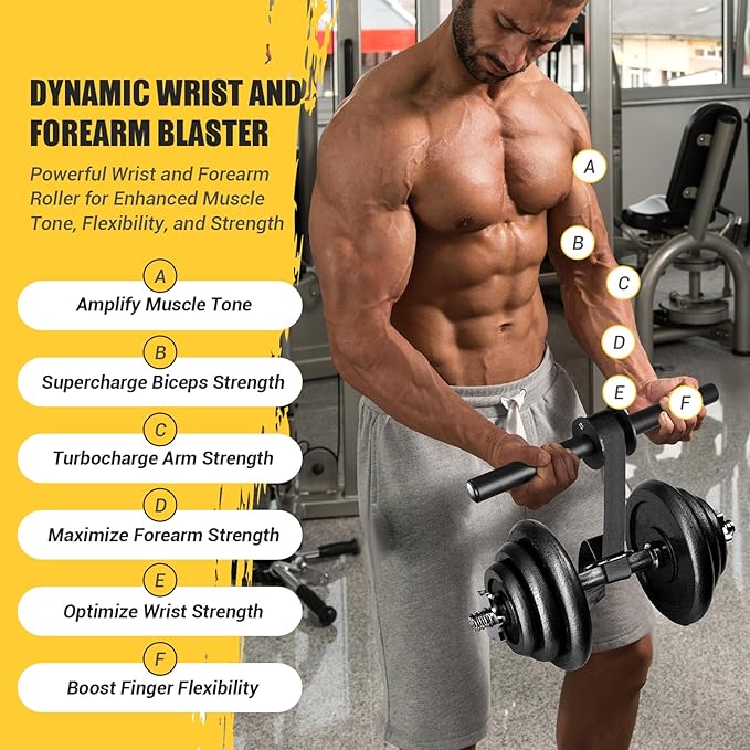 Forearm Strengthener and Wrist Roller, 43.3 in Or 51.2 in Ultra-Strong Nylon Webbing Wrist & Forearm Blaster with Quick Locking Mechanism, Durable Anti-Slip Grip Handles for Forearm Strength Training