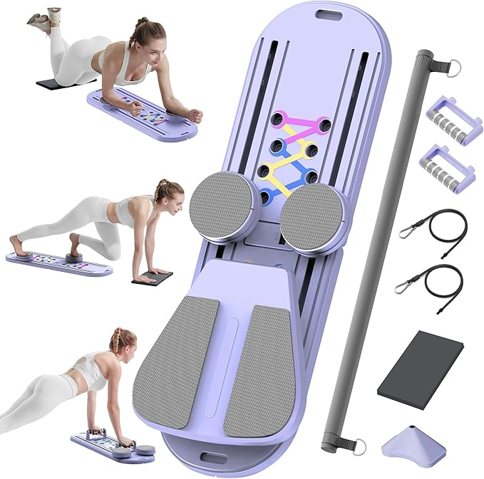 Pilates Reformer Set, Pilates Board for Home Workout, 2025 Upgrade Multifunctional Foldable Pilates Reformer Board for Women Home Office Use