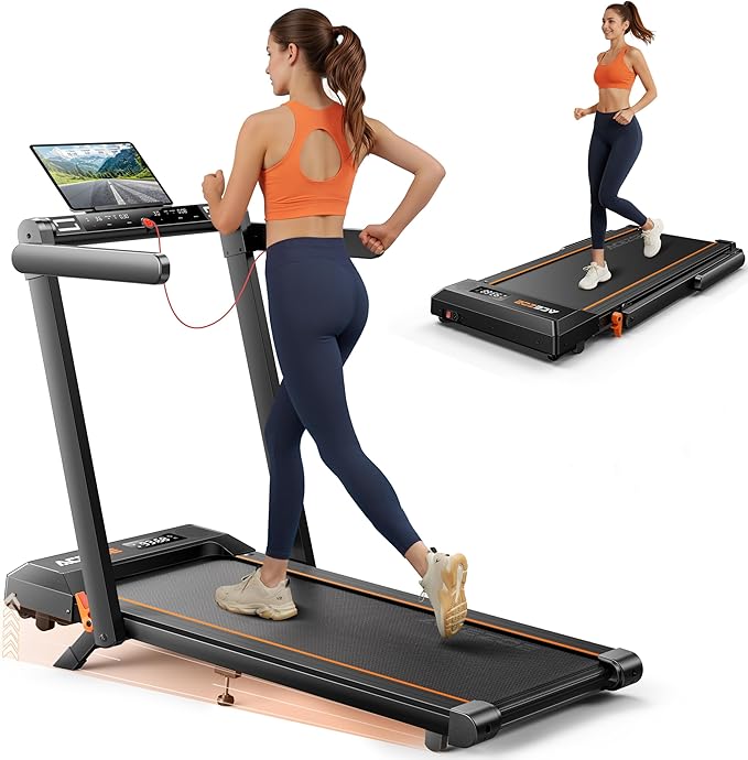 Foldable Treadmill with 0-15% Incline and Handle Bar, 2.5HP Treadmills for Home, Under Desk Treadmill with 300LBS Capacity, Walking Pad with Speaker, APP/Remote Control