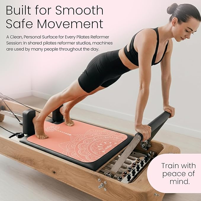Pilates Reformer Mat Non Slip – Washable Reformer Mat Cover with Grip Socks & Mesh Bag, Sweat Absorbing Pilates Reformer Towel for Studio & Home Use