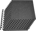 VEVOR 0.79Inch 48sq.ft 12 Tiles Gym Flooring for Home Gym, Rubber Top with High Density EVA Foam, 24 x 24In Gym Floor Exercise Equipment Mats, Interlocking Gym Mats, Puzzle Workout Mats, Black & Gray