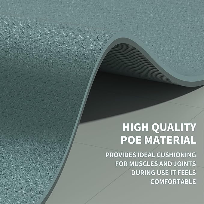 Large Yoga Mat (6'x 4') - Extra Long and Wide Workout Mat for Men and Women,Non-Slip POE 0.32''/0.4'' Thick Fitness Mat, Eco-Friendly, Thick Wide Exercise Mat for Home Workouts,Ideal for Yoga and Pilates.