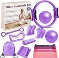 Pilates Ring and Small Ball Set for Women with 5 Resistance Bands, 14 inch Magic Circle Home Workout Essentials Starter Kit for Beginners, Yoga Sets for Full Body Toning Shape