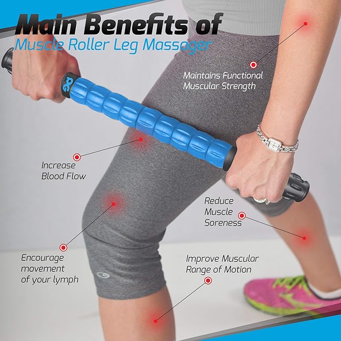 Physix Gear Roller Stick - Muscle Roller Massage Stick for Legs, The Stick Massage Roller for Deep Tissue Massaging Stick for Athletes, Physical Therapy Muscle Roller, Recovery Stick Roller