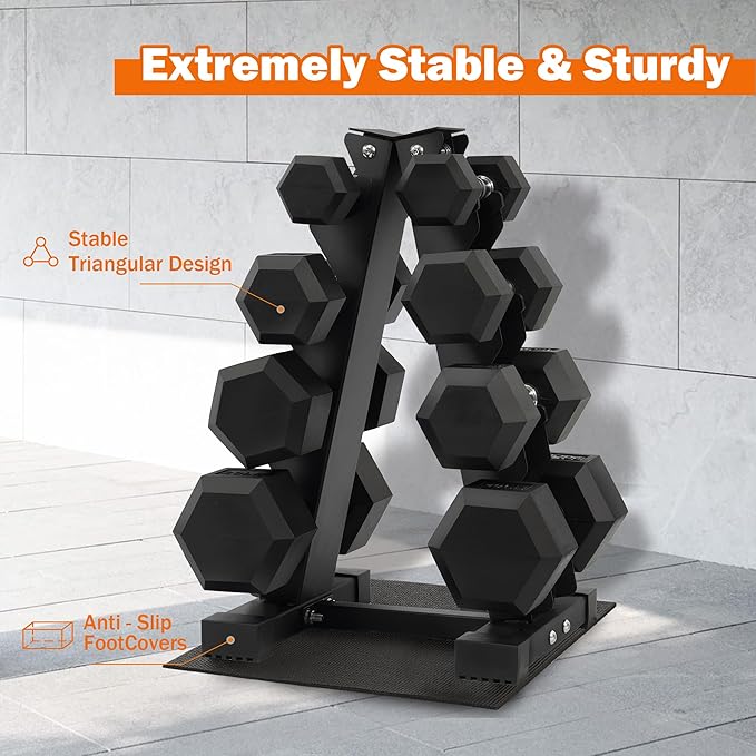 Fitvids A-Frame Dumbbell Weight Rack, Vertical Storage Rack for Dumbbells, Weight Stand Only for Home Gym Space Saver, 4-Tier or 5-Tier Option