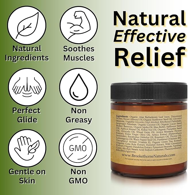 Relief Arnica Cream Natural Lotion for Effective Sore Muscle Support | Arnica Cream with Lemongrass & Eucalyptus Essential Oils | Best Massage Lotion for Massage Therapy – 2 Pack
