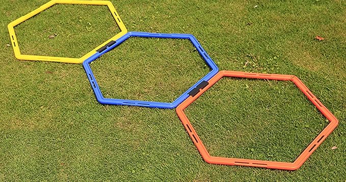 Hexagon Agility Ring Training Circle Ring Speed Agility Ladder Physical Training Ring Football Footwork Trainer Hurdles Agility Ladder Fitness Equipment Multicolor Training Ring 3Pcs
