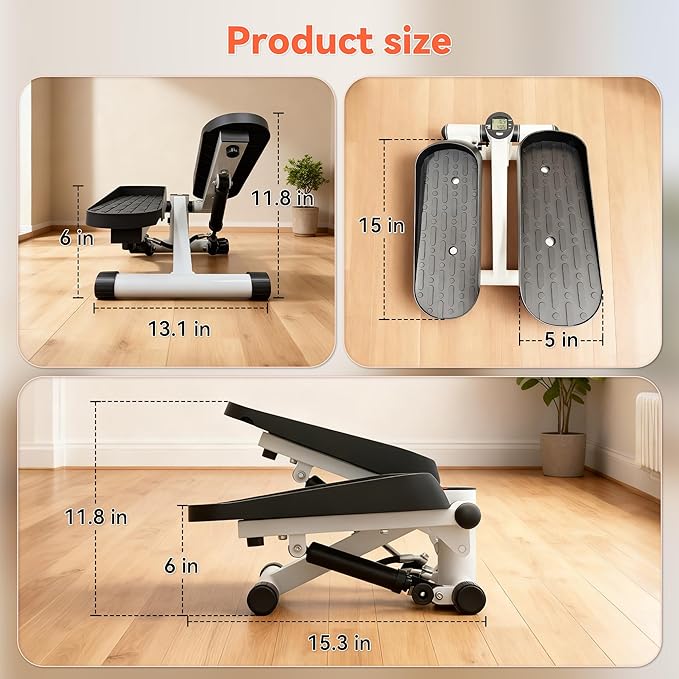 EPHESPORT Steppers for Exercise at Home, New Version Stair Stepper with Adjustable Resistance, Featuring LCD Display & Resistance Bands, Smooth & Quiet Mini Stepper for Full Body Workout