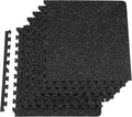 VEVOR 0.56Inch 24sq.ft 6 Tiles Gym Flooring for Home Gym, Rubber Top with High Density EVA Foam, 25 x 25In Gym Floor Exercise Equipment Mats, Interlocking Gym Mats, Puzzle Workout Mats, Black & Gray