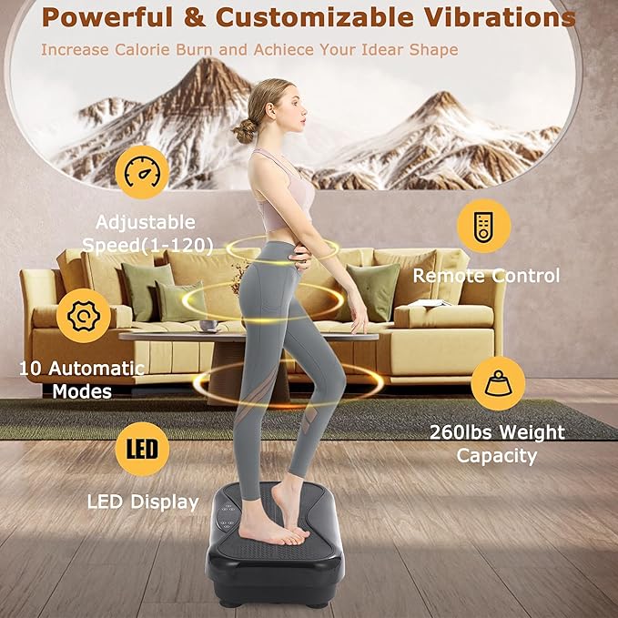 Vibration Plate Exercise Machine Vibration Platform for Weight Loss, Vibration Plate for Lymphatic Drainage Whole Body Power Shaker Home Workout Equipment