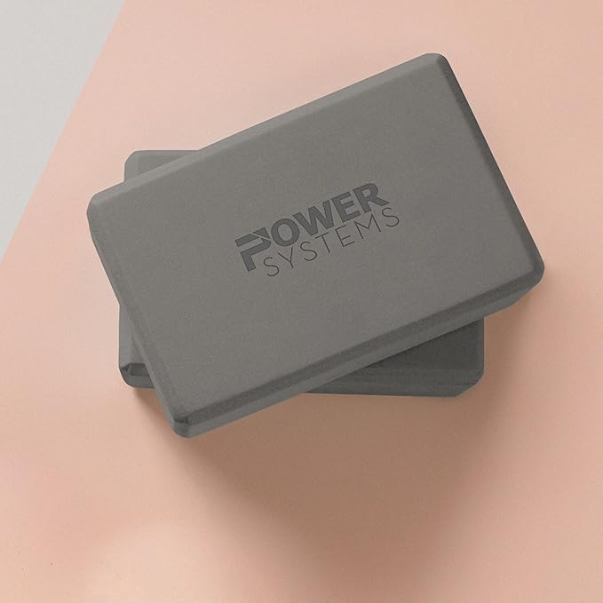 Power Systems Yoga Block | Commercial Grade Foam, Lightweight, Durable Ergonomic Support for Home and Studio Use | Yoga, Pilates, Meditation, Flexibility, and Balance with Textured Non-Slip Grip and Smooth Edges