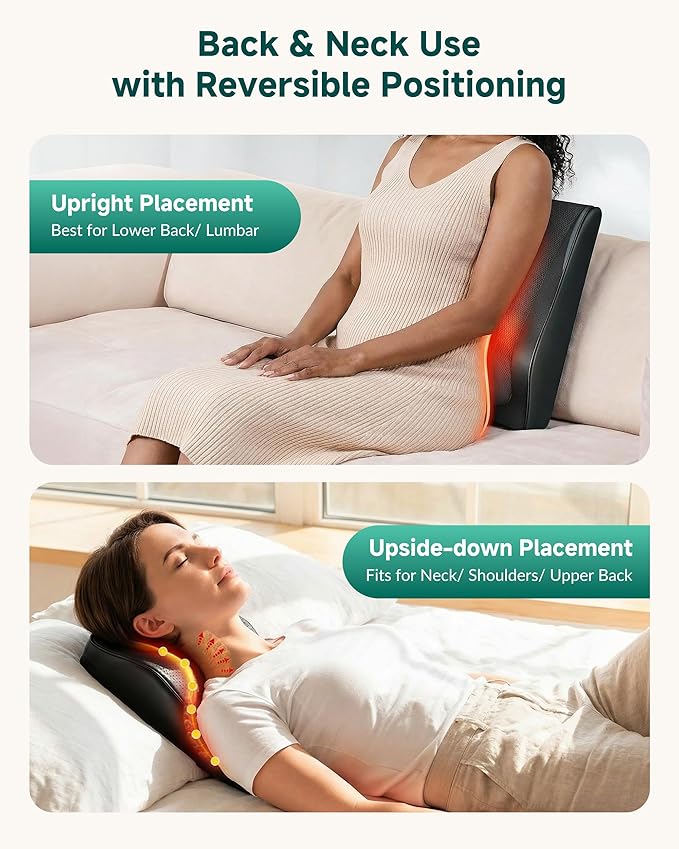 Snailax Back Massager for Back Pain Deep Tissue, Shiatsu Lower Back Neck Massager with Heat, 3D Kneading Massage Pillow for Neck Shoulder Legs, Gifts for Mom, Dad, Women