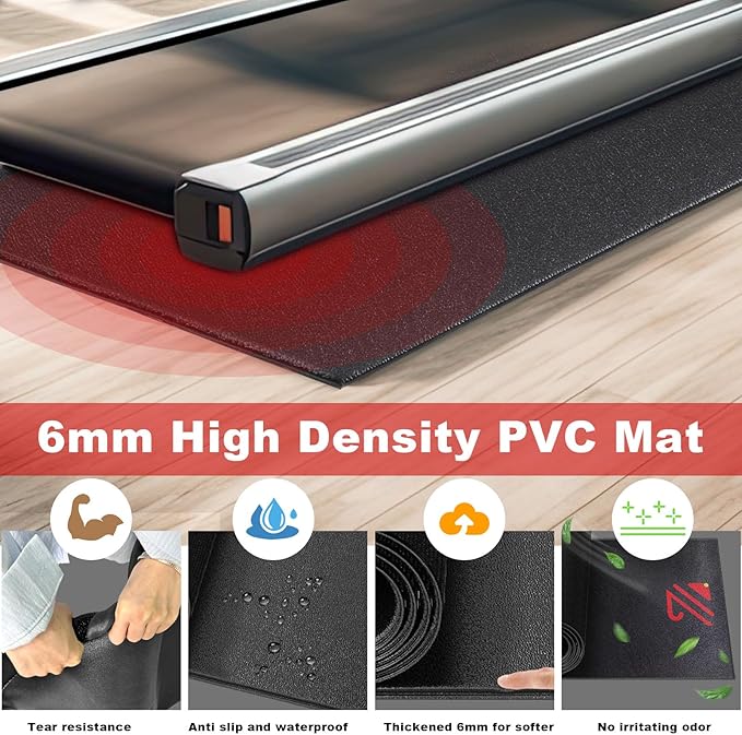 BUCKLOS Treadmill Mat for Hardwood Floors/Carpet/Tile 6mm Thick - Exercise Equipment Mats for Peloton/Nordictrack Indoor Cycling Under Floor/Hard Wood/Concrete Protect