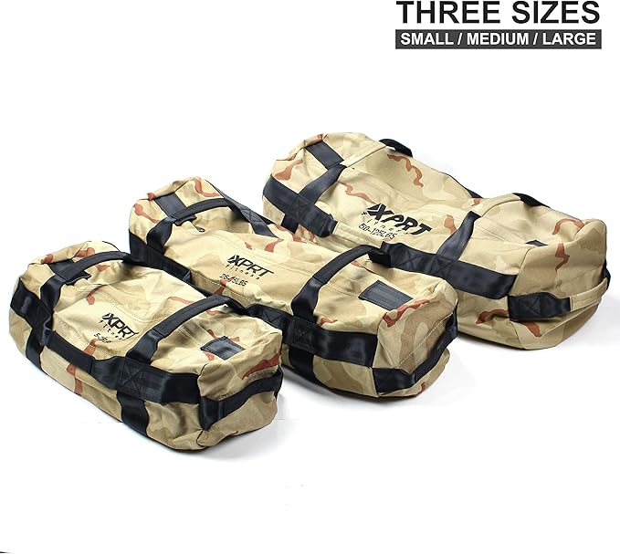 XPRT Fitness Workout Sandbag for Heavy Duty Workout Cross Training 7 Multi-positional Handles - Color Army Green/Black/Camo