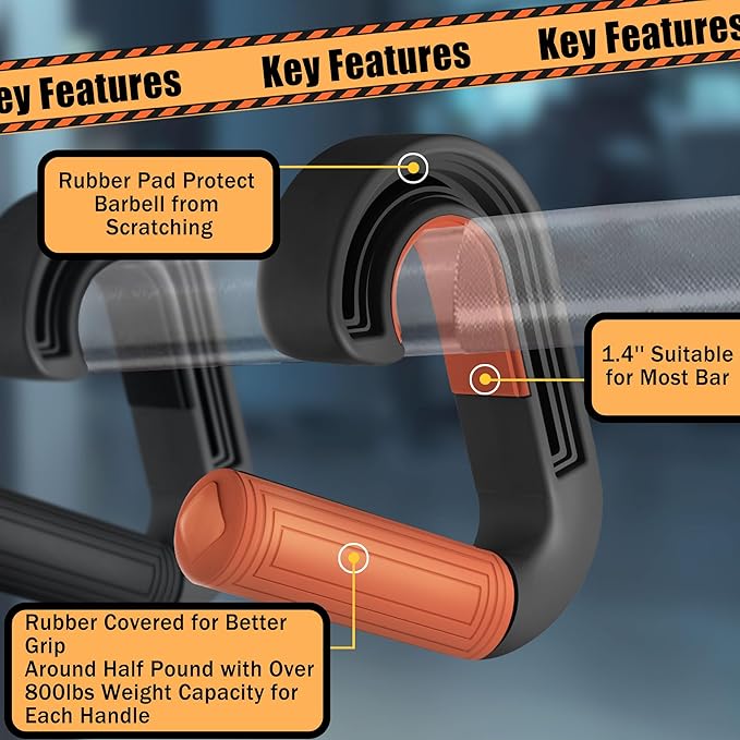Pull Up Handles Neutral Grip: Portable Barbell Grip with 2 Detachable Straps for Cable Machine LAT Pull Down T-bar Row Deadlift Shrug