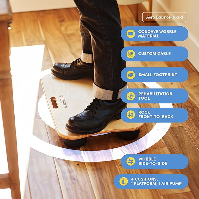 LifeSpan Fitness Aero standing balance board for standing desks, Anti-Fatigue, Health and Comfort 23x16x4.5 inch, Light Birch Wood