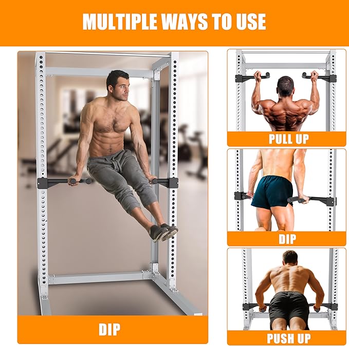Muti-Grip Dip Bars Attachment for Power Cage with 5/8" or 1" Hole, Non-Slip Wide & Narrow Grip Dips Double Handles, 600 lbs Capacity, Squat Rack Attachment for Dips, Inverted Rows, Push-Ups