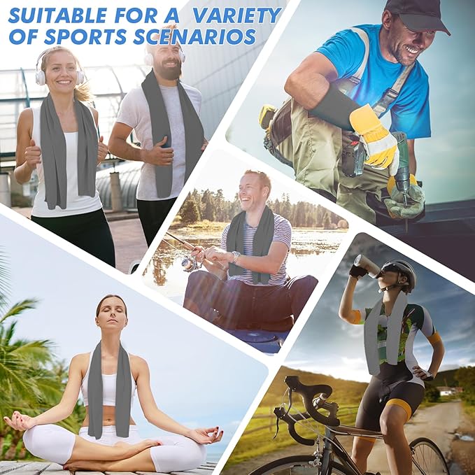 8 Pack Cooling Towels (47"x12") for Neck and Face, Ice Towel for Hot Weather, Soft Breathable Chilly Gym Towels, Microfiber Towel for Work Out, Yoga, Running, Camping & More Activities