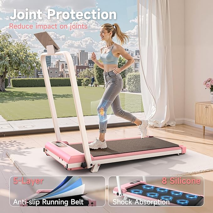 Walking Pad Treadmill with Handle Bar,Walking Pad with Incline 8%,2.5HP Quiet Under Desk 320 lbs 2 in 1Treadmills for Home Office,Compact Foldable Walking Pad,Remote Control&LED Display