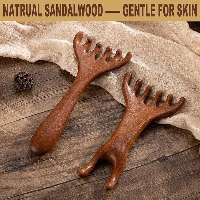 Scalp Massage Tool, Head Massager Scalp, Massage Comb for Gua Sha, Wooden Foot Massage Tool - 2 Pack