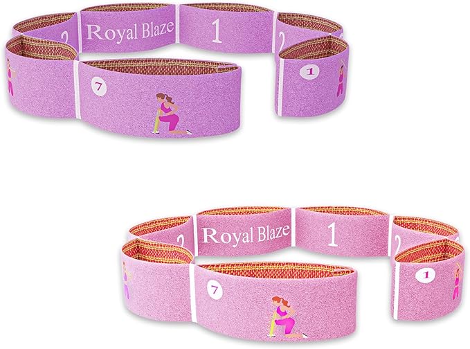 Yoga Stretch Strap with Loops - Streching Strap for Physcial Thearpy, Pilates & Flexibility Training - Exercise Strap for Hamstring, Leg Streching & Rehab - Kids & Adults