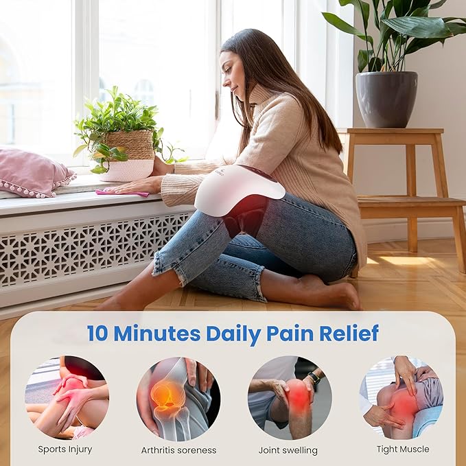 FSA Eligible Knee Massager with Heat for Pain Relief, HSA Eligible, Portable Cordless Knee Massager with Vibration for Comfort & Relaxation, Gift for Mom, Dad, Grandma & Grandpa, Seniors