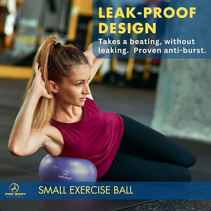 ProBody Pilates Small Exercise Ball with Pump - 9 Inch Workout Ball for Stability, Barre, Yoga, Core & Physical Therapy