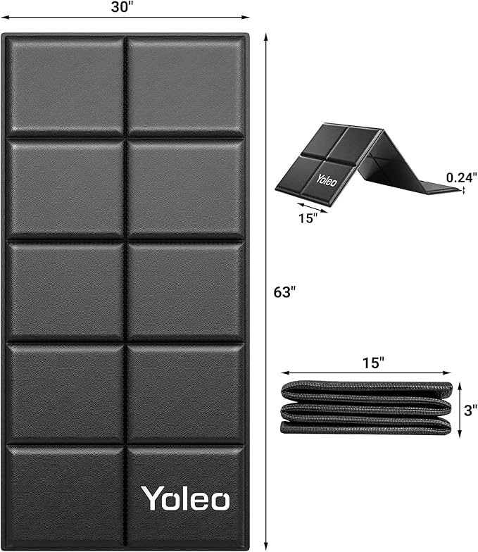 YOLEO Treadmill Mat Walking Pad Mat for Carpet, 63"x30" Foldable Exercise Equipment Mats - 1/4" Thick Non-Slip, Shock Absorbing, Hardwood Floor Protection for Exercise Bike/Weight Bench/Treadmill/Yoga
