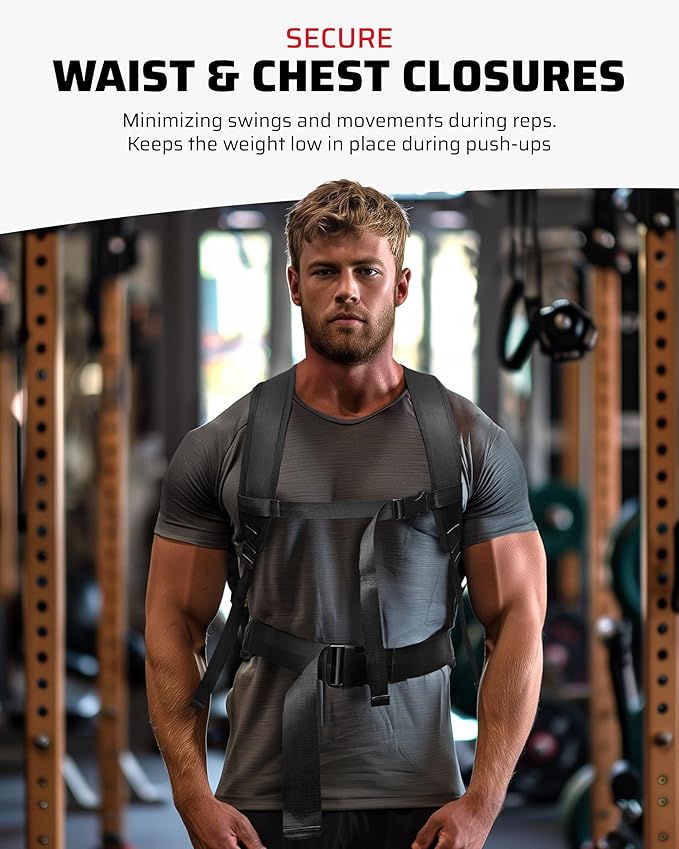 Weighted Backpack for Gym Weight Plate - for Pushups, Calf Raises, Squats, Wear on Back or Front, Fits Up to 17.5” Diameter, 2.5” Thick Plate, Padded Straps & Secure Buckles - For Home & Gym