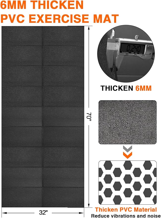Treadmill Mat, 5'x2.5',6mm Thickness Exercise Equipment Mat for Carpet Hardwood Floors, Compatible with Walking Pad,Spin Bike,Elliptical Trainer,Rowing Machine