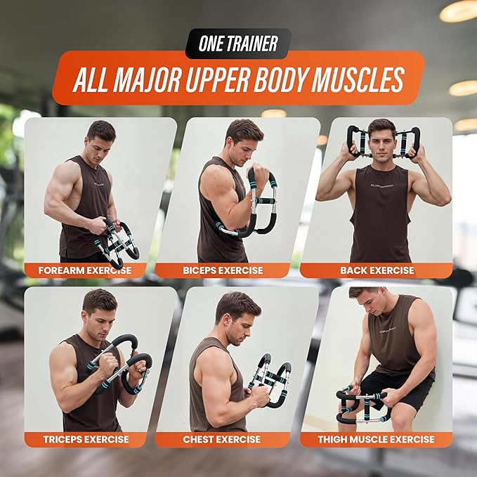 Adjustable Twister Arm Trainer, Chest Workout Equipment & Arm Trainer for Men & Women, 5-Level Resistance Home Gym Strength Training Device with Anti-Slip Grip and Steel Power Rods