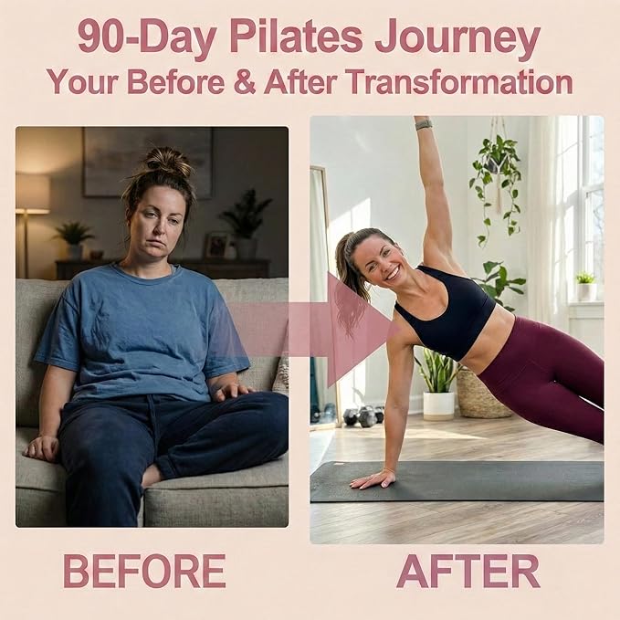 Pilates Kit for Women,15 Inch Magic Circle, 6 Multi-Level Resistance Bands,Yoga Ball Socks, Back Neck Stretcher ,14-Piece Full Body Toning Pilates Equipment for Beginners, 15 Min Daily Routine