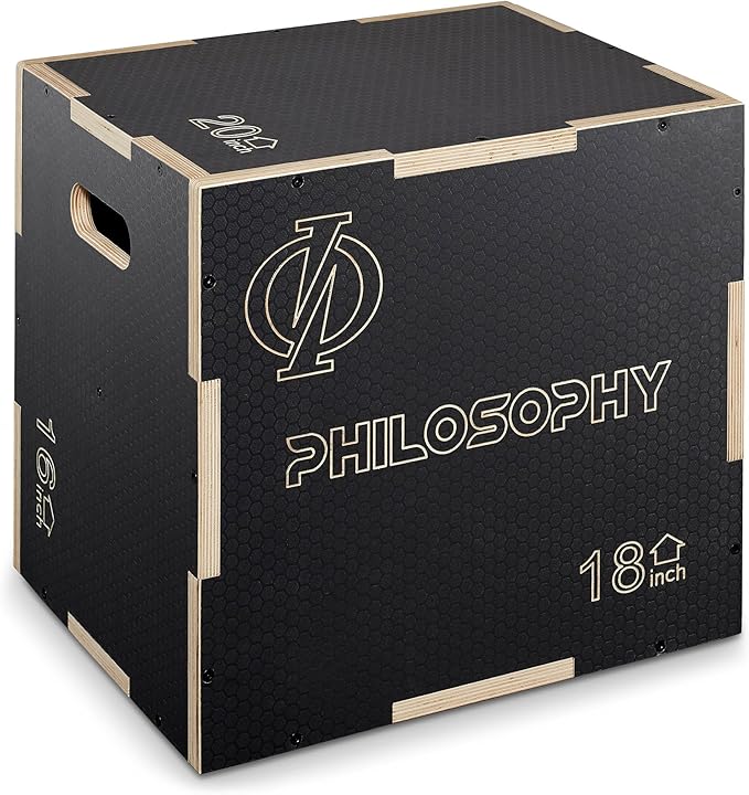 Philosophy Gym 3 in 1 Non-Slip Wood Plyo Box- Jump Plyometric Box for Training and Conditioning