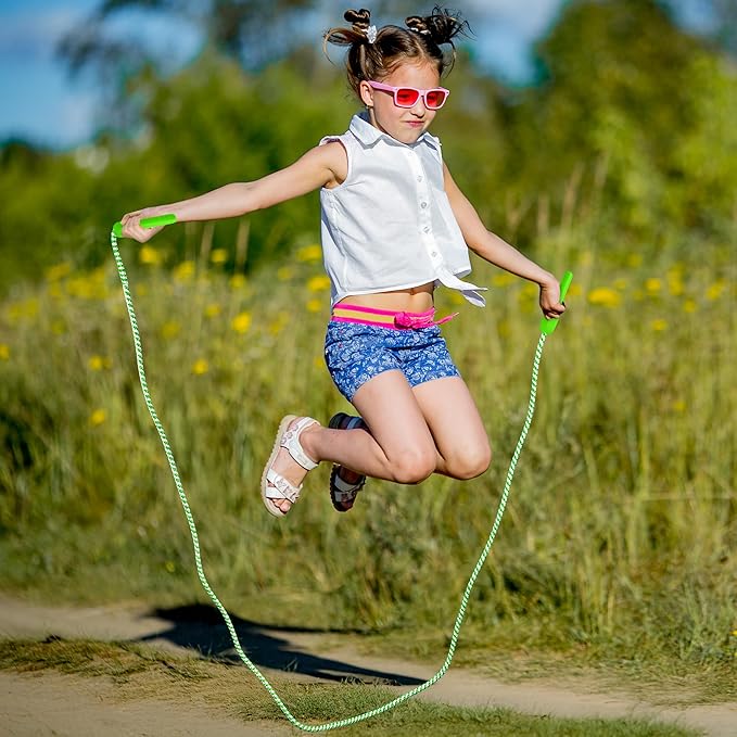 20 Pack Kids Jump Rope, Colorful Nylon Skipping Ropes for Children, 7.87FT Adjustable Length, 5.51IN Handles, Lightweight Skipping Ropes Set for Indoor & Outdoor Play Fitness School Activities