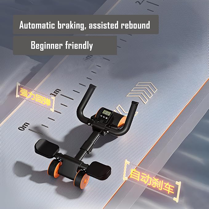 LOUXIFENG 2024 New ab Wheel Roller with Elbow Support Adjustable Automatic Rebound Abdominal Wheel Roller for Core Work Out Fitness