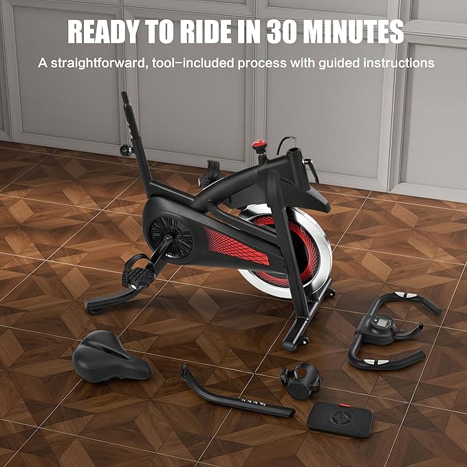 Exercise Bike Stationary Bike Indoor Cycling Bicycle for Home Gym Spinning Bike 300 lbs Weight Capacity Adjustable Seat/Handlebar for Office Cardio Workout