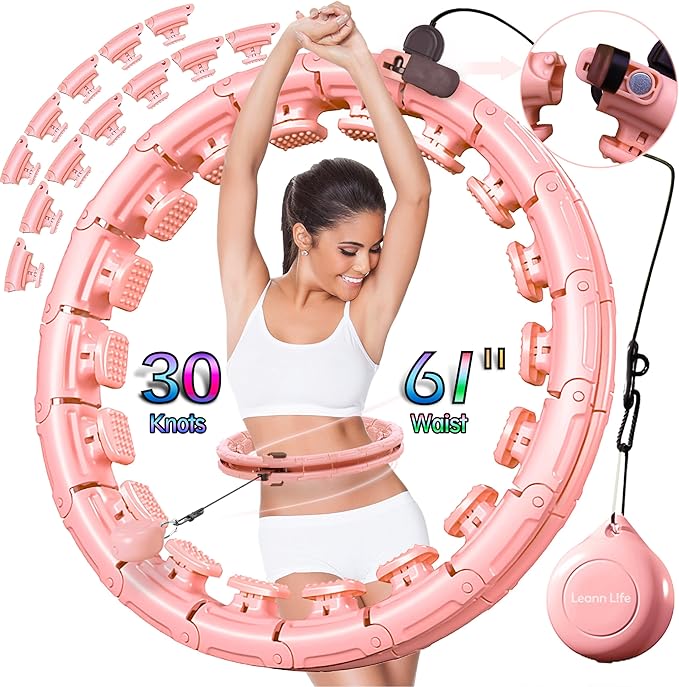 30/24/12 Knots, Upgraded Magnetic Lock Weighted Hula Hoop for Kids Adults Weight Loss, Infinity Hoop Plus Size, Home Indoor Outdoor, Fitness Exercise, Abdominal Toner