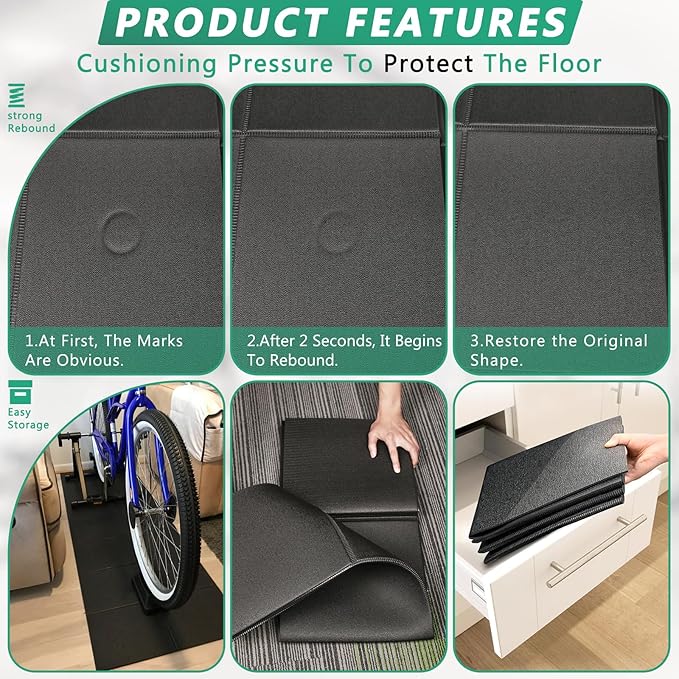 Foldable Treadmill Mat for Carpet Floors - 68"x24" 1/4" Thick Exercise Equipment Mat, Noise Reducing Floor Protector with Shock Absorption for Home Gym & Indoor Workouts