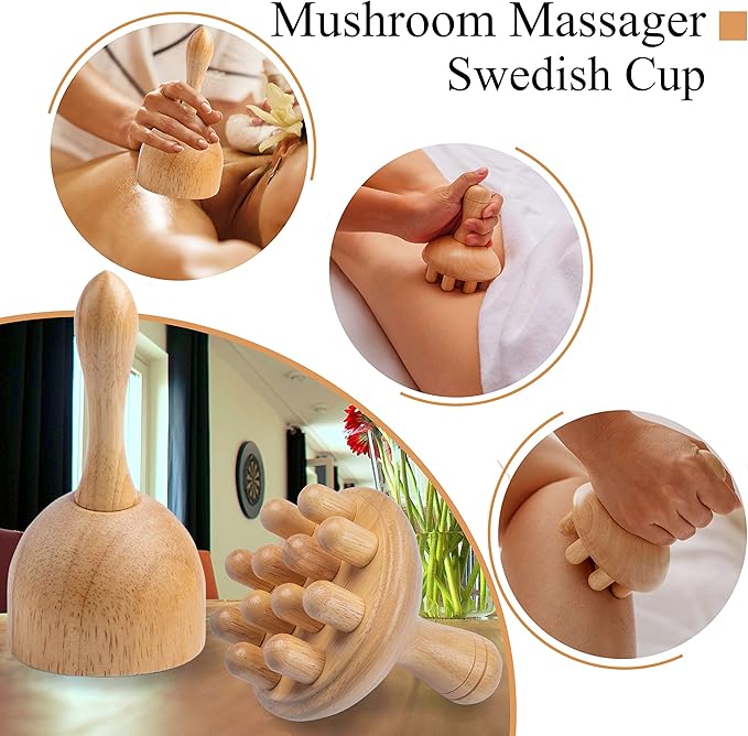 6 in 1 Wood Therapy Massage Tools, Maderoterapia kit, Wood Therapy Set, Lymphatic Drainage Massager, Wooden Gua Sha Tools, Wooden Massager Roller Rope for Body Shaping Anti Cellulite