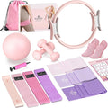 Pilates Kit, Pilates Essential Kit for Women, Pilates Equipment with 14.5" Pilates Ring and Ball, Resistance Bands,Dumbbells & Grip Socks Accessories, Home Pilates Workout Kit for Starter
