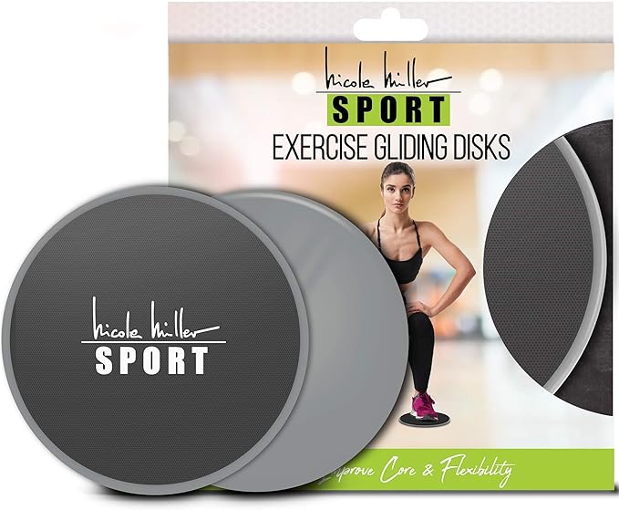 Nicole Miller Exercise Sliders for Fitness Workout [2PK], Double Sided Gilder Strength Slides Discs Work Smoothly on Any Surface for Stretch Strength Core Exercise