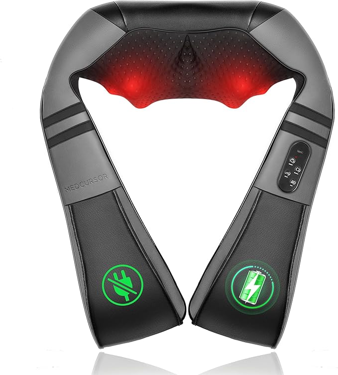 Medcursor Neck Massager with Heat - Deep Tissue Pain Relief, Rechargeable Shiatsu Neck and Shoulder Massager, Ideal Choice for Men, Women, Mom & Dad
