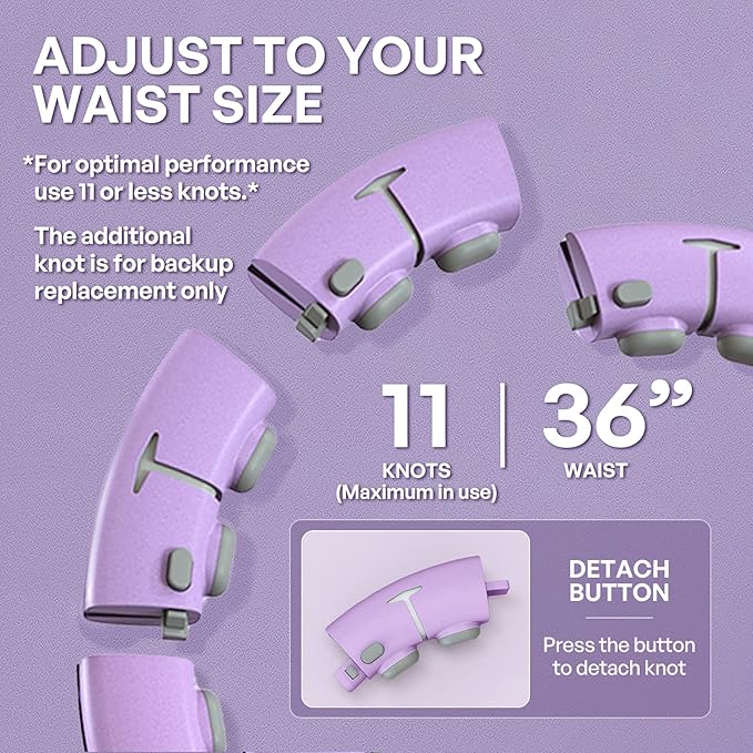 30/24/12 Knots, Upgraded Magnetic Lock Weighted Hula Hoop for Kids Adults Weight Loss, Infinity Hoop Plus Size, Home Indoor Outdoor, Fitness Exercise, Abdominal Toner